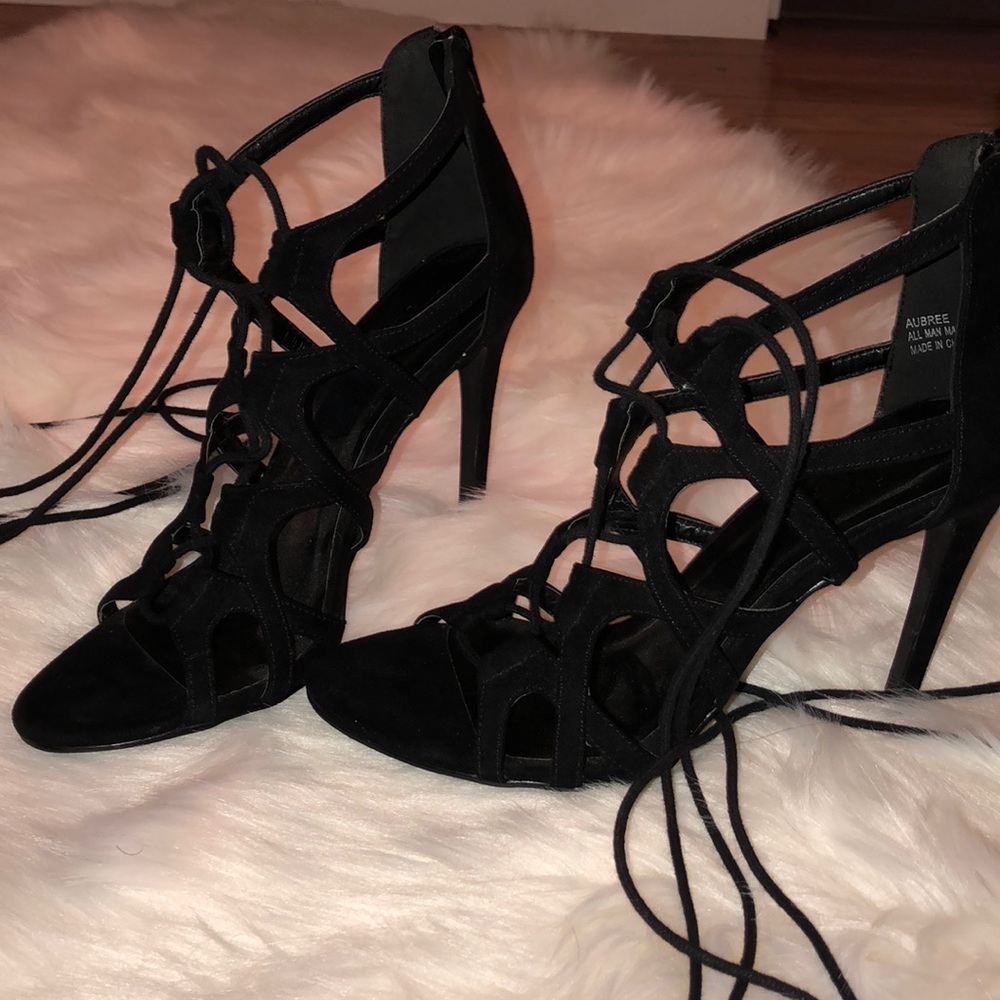 Black lace up heels